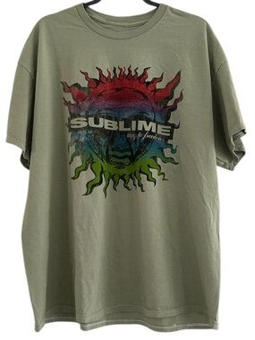 Sublime Graphic Tee in Olive with Rainbow Sun LogoSz 0X/1X